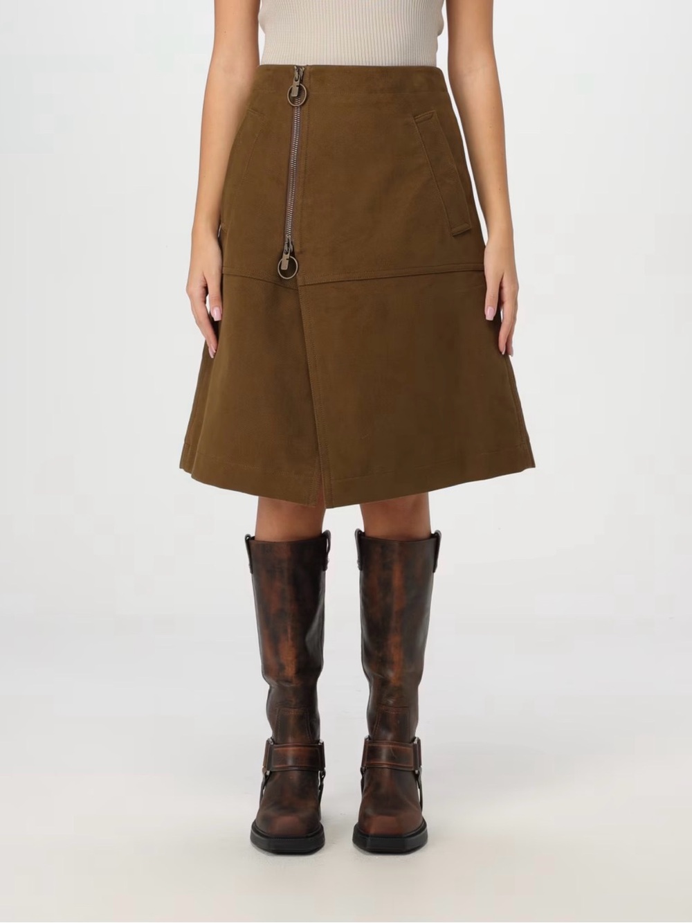 Burberry
Zip Moleskin Skirt